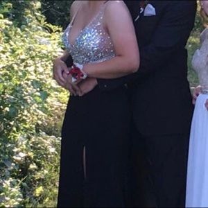 Black and silver prom dress. WORN ONCE.